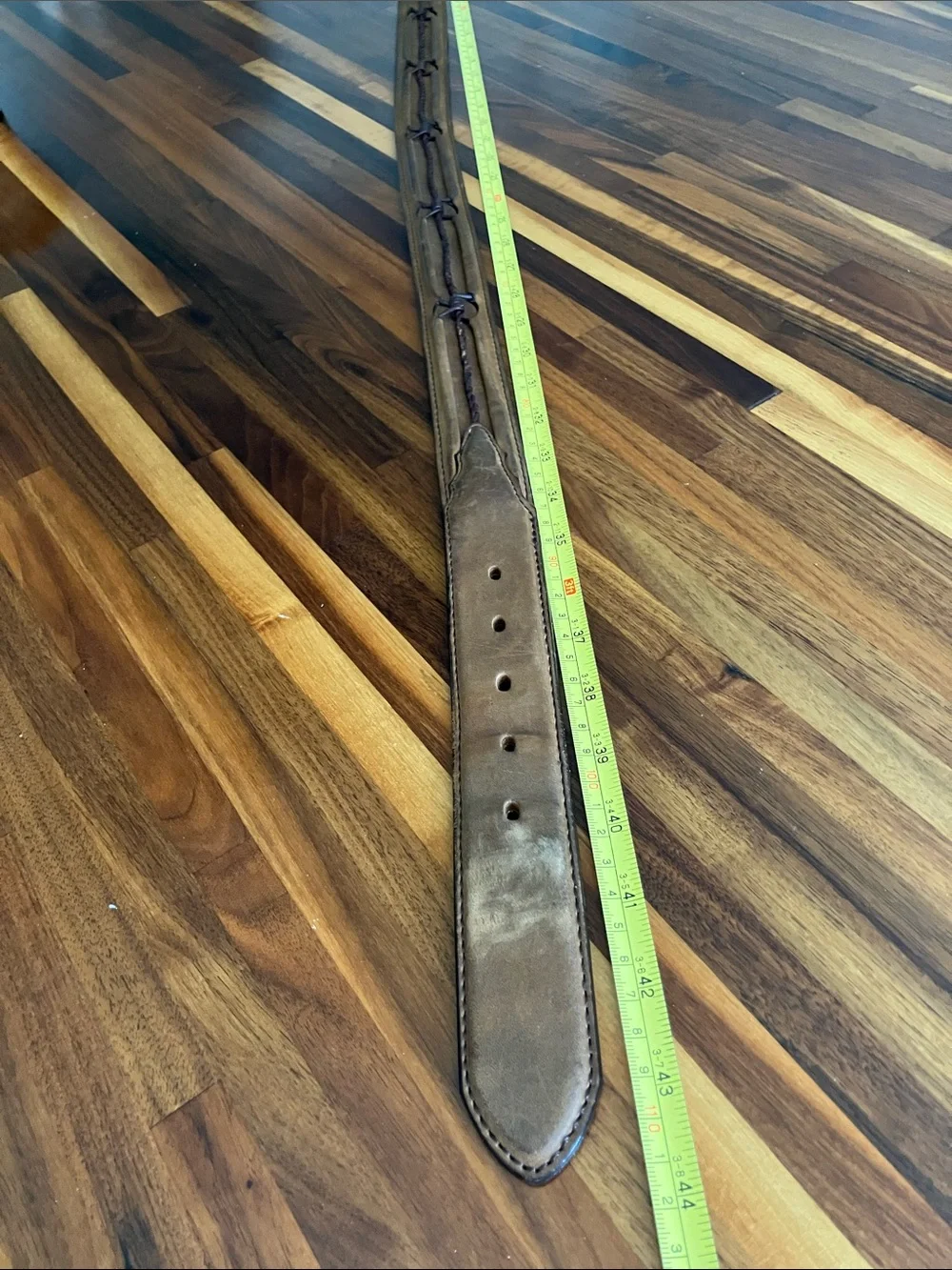 Duluth Trading Leather Belt Size 38 Brown Barbed Wire Western Genuine Leather